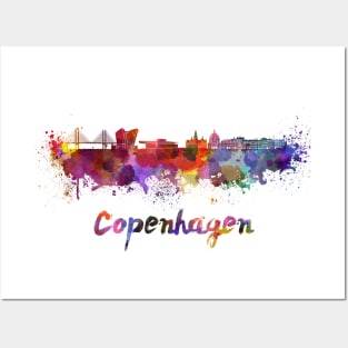 Copenhagen skyline in watercolor Posters and Art